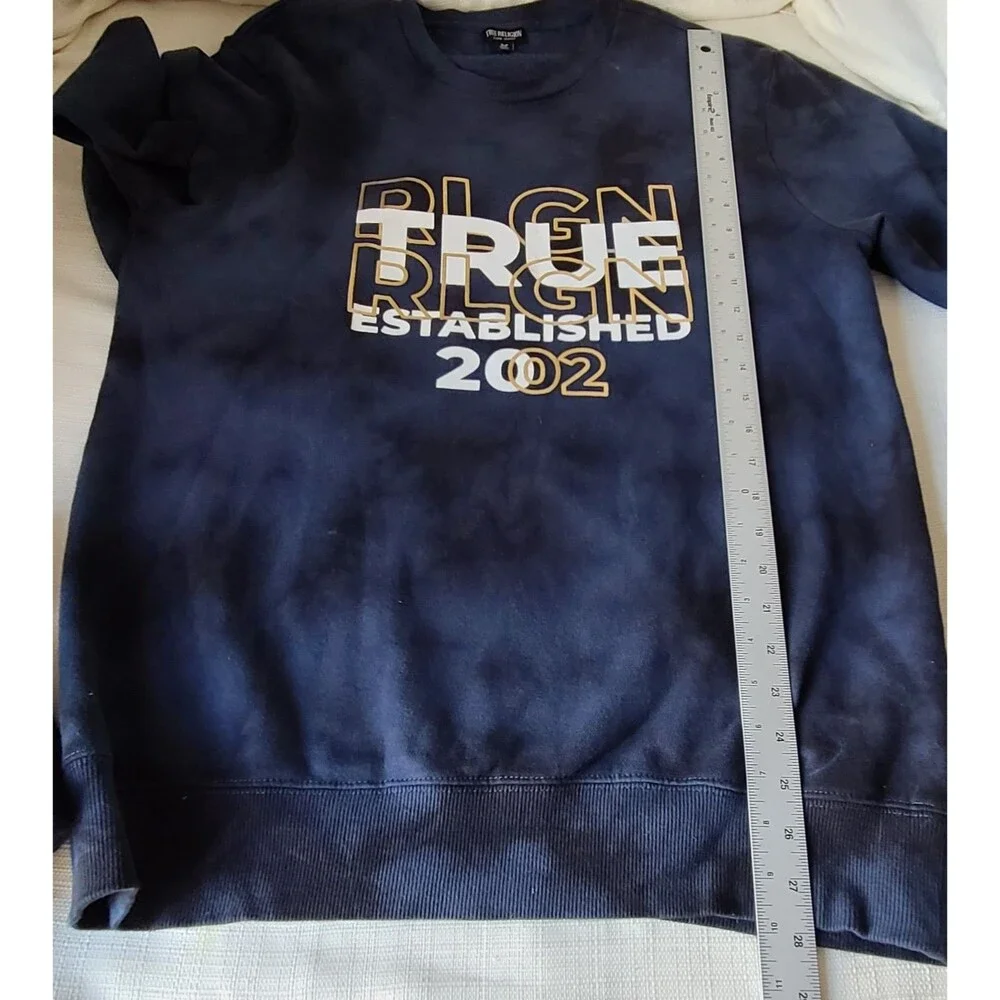 True Religion Men's Medium Navy Blue Fleece Jogger Sweatsuit  2 piece set